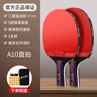 A10碳黑版（直拍2支）+20个乒乓球 三星级战拍