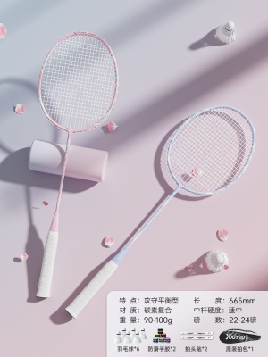 粉+蓝+羽毛球*6（下单就送大礼包）
