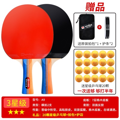 进阶款三星级【横拍2支】+送20个乒乓球 商场售价49
