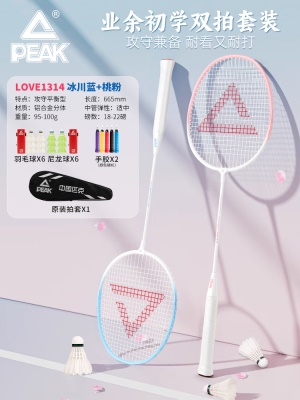 冰川蓝-樱花粉（6尼龙球6羽毛球2手胶1拍套）