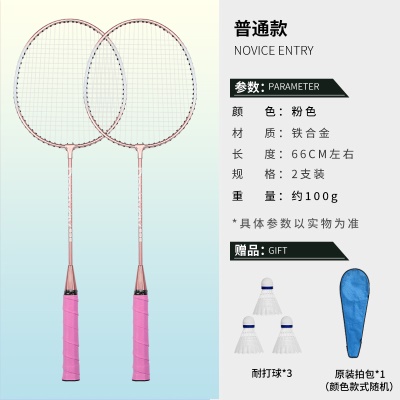 普通款粉色2支+3尼龙球+1拍包