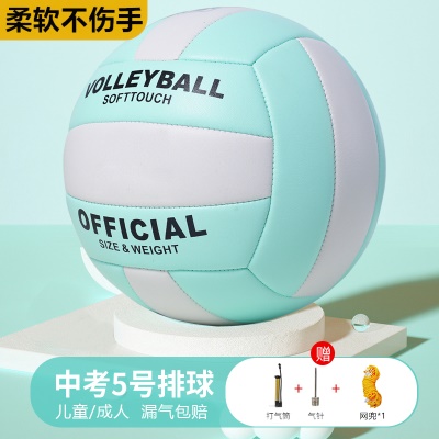 5号排球 绿白【时尚潮流】（送气筒气针网兜）