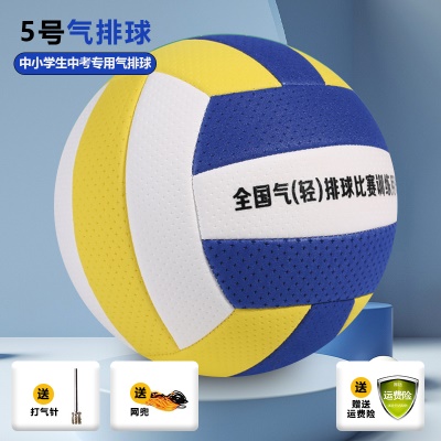 5号气排球中小学生黄白蓝 送气针网兜