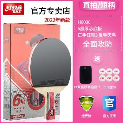 H6星1支【直拍双面反胶】送乒乓球/拍套