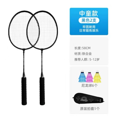 中大童58cm星耀黑双拍+6个球+拍包