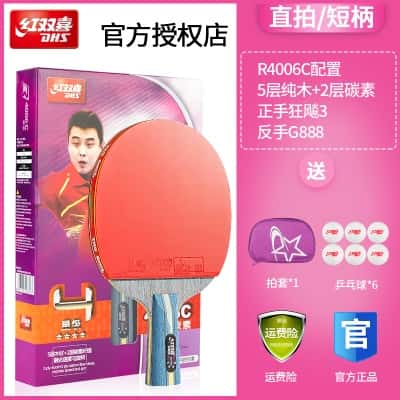R4星1支【直拍碳素拍】送乒乓球/拍套