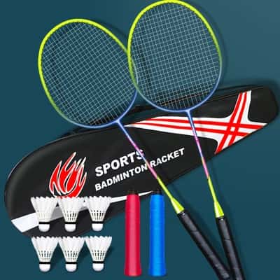 【一体拍2066柠檬黄】+6羽毛球+2手胶+拍包