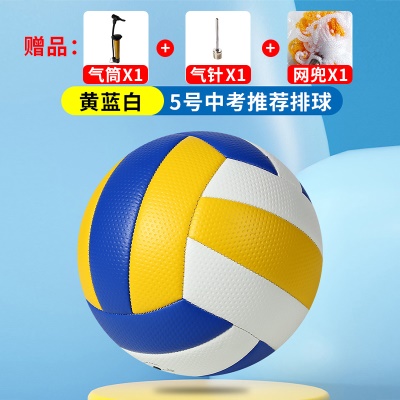 黄蓝白5号颗粒感【送打气筒+气针+网兜】