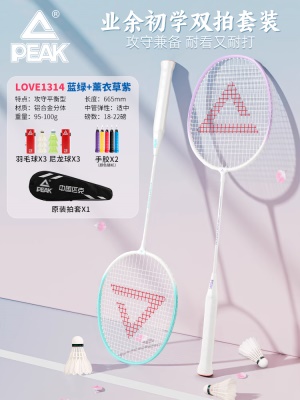 白蓝绿-霞光紫（3尼龙球3羽毛球2手胶1拍套）